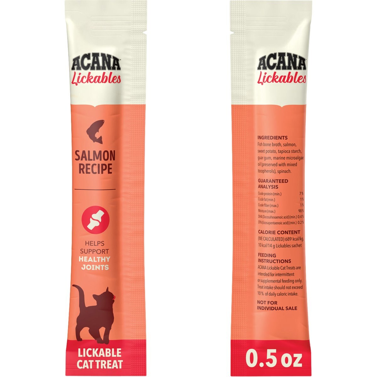 ACANA Salmon Natural Recipe Lickable Cat Treats, 0.5-oz tube, 50 count bundle