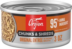 ORIJEN Original Entree Chunks & Shreds Wet Cat Food, 3-oz can, case of 12