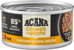 ACANA Chicken & Tuna Chunks in Broth Wet Cat Food, 3-oz can, case of 12