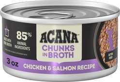 ACANA Chicken & Salmon Chunks in Broth for Kittens Wet Cat Food, 3-oz can, case of 12