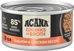 ACANA Salmon & Chicken Chunks in Broth Wet Cat Food, 3-oz can, case of 12