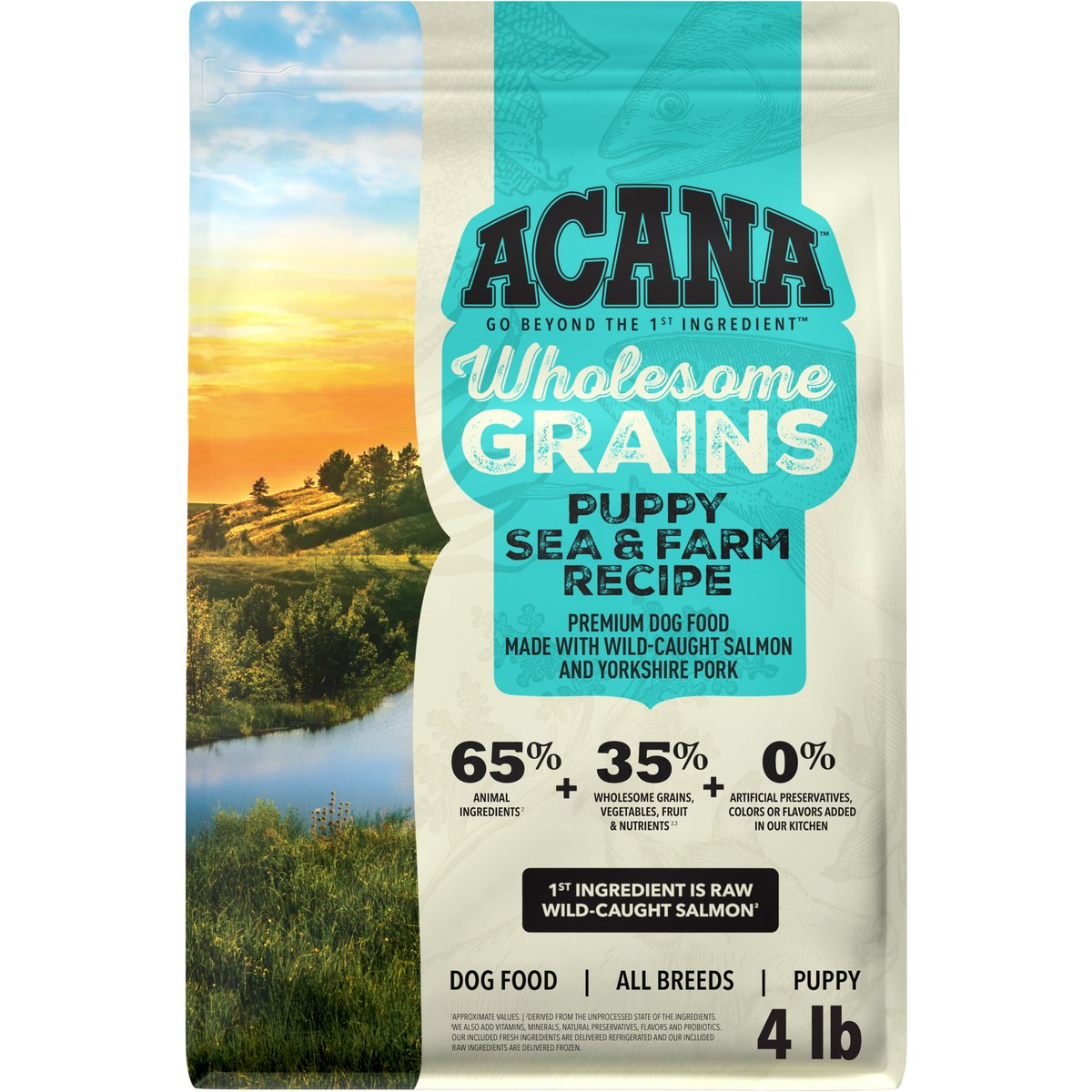 ACANA Wholesome Grains Puppy Sea & Farm Dry Dog Food, 4-lb bag
