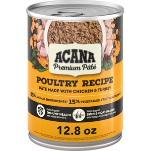 ACANA Premium Pate Poultry in Bone Broth Grain-Free Wet Dog Food, 12.8-oz, case of 12