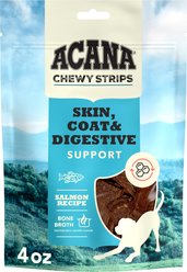 ACANA Chewy Salmon with Skin, Coat, & Digestive Support Strips Dog Treats, 4-oz bag