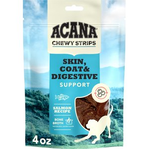 ACANA Chewy Salmon with Skin, Coat, & Digestive Support Strips Dog Treats, 4-oz bag