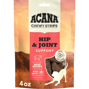 ACANA Chewy Beef with Hip & Joint Support Strips Dog Treats, 4-oz bag