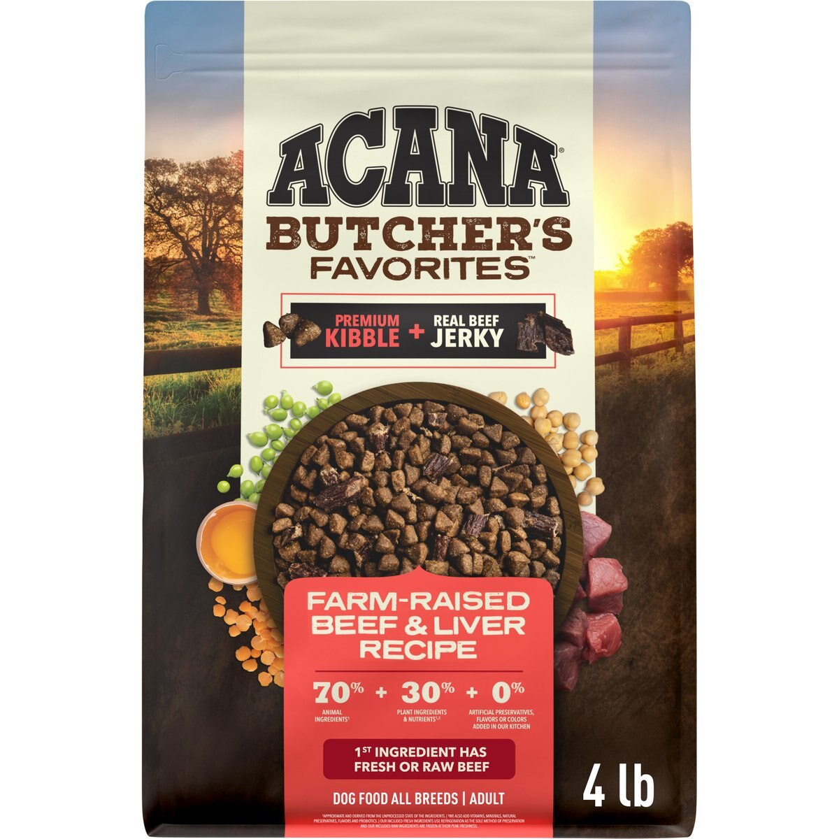 ACANA Butcher's Favorites Grain-Free Farm-Raised Beef & Liver Dry Dog Food, 4-lb bag