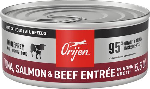 ORIJEN Premium Tuna Salmon & Beef Entree in Bone Broth Pate Wet Cat Food