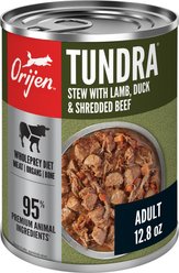 ORIJEN Real Meat Shreds Tundra Stew Wet Dog Food, 12.8-oz can, case of 12