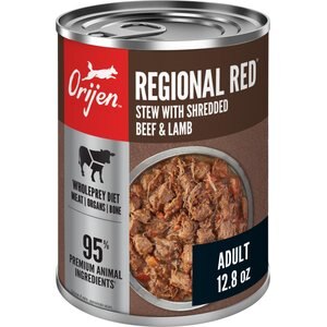 ORIJEN Real Meat Shreds Regional Red Stew Wet Dog Food, 12.8-oz can, case of 12
