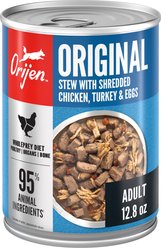ORIJEN Real Meat Shreds Original Stew Grain-Free Wet Dog Food, 12.8-oz can, case of 12