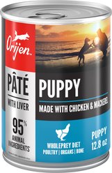 ORIJEN Puppy Pate Poultry & Fish Wet Dog Food, 12.8-oz can, case of 12