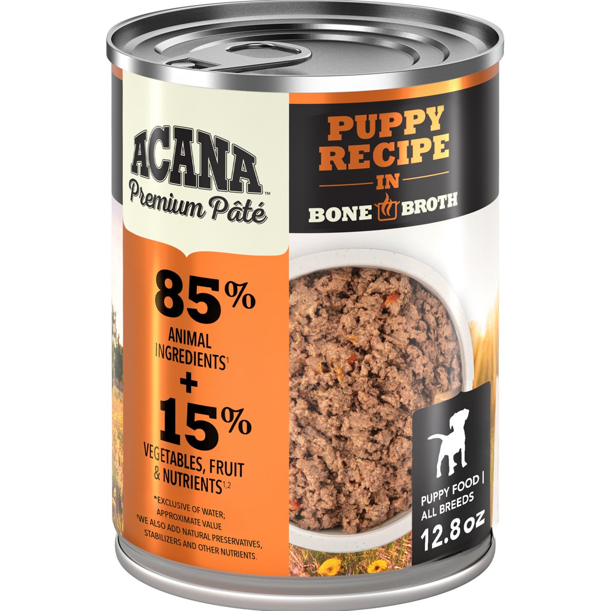 ACANA Premium Pate Puppy in Bone Broth Grain-Free Wet Dog Food, 12.8-oz can, case of 12