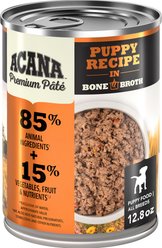 ACANA Premium Pate Puppy in Bone Broth Grain-Free Wet Dog Food, 12.8-oz can, case of 12