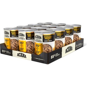 ACANA Premium Chunks Poultry in Bone Broth Grain-Free Wet Dog Food, 12.8-oz can, case of 12