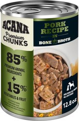ACANA Premium Chunks Pork in Bone Broth Grain-Free Wet Dog Food, 12.8-oz can, case of 12