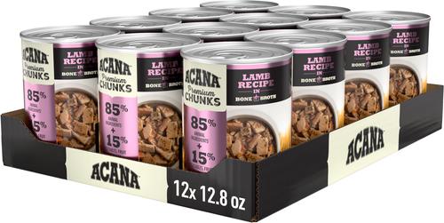 Show full view: ACANA Premium Chunks Lamb in Bone Broth Grain-Free Wet Dog Food, 12.8-oz can, case of 12 slide 4 of 12