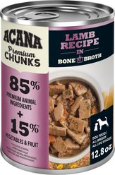 ACANA Premium Chunks Lamb in Bone Broth Grain-Free Wet Dog Food, 12.8-oz can, case of 12