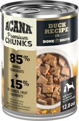 ACANA Premium Chunks Duck in Bone Broth Grain-Free Wet Dog Food, 12.8-oz can, case of 12