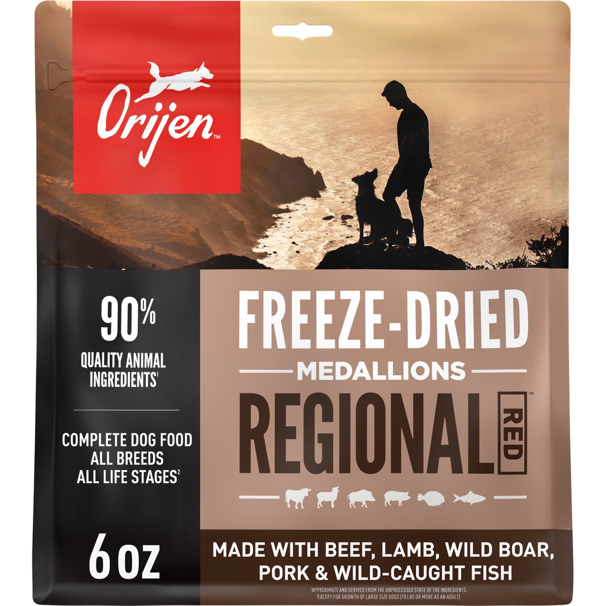 ORIJEN Regional Red Grain-Free High-Protein Freeze-Dried Dog Food & Topper, 6-oz bag