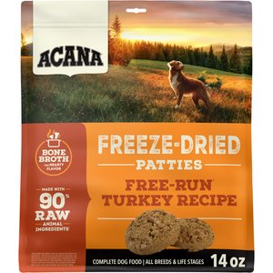 ACANA Free-Run Turkey Patties Grain-Free High-Protein Freeze-Dried Dog Food & Topper, 14-oz bag