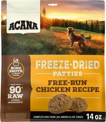 ACANA Free-Run Chicken Patties Grain-Free High-Protein Freeze-Dried Dog Food & Topper, 14-oz bag slide 2 of 9