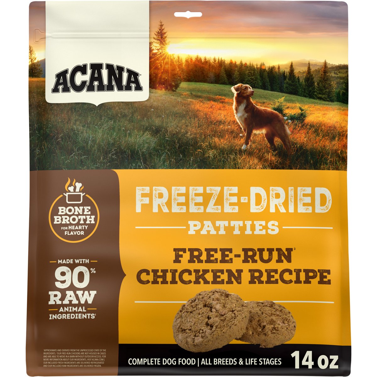 ACANA Free-Run Chicken Patties Grain-Free High-Protein Freeze-Dried Dog Food & Topper, 14-oz bag