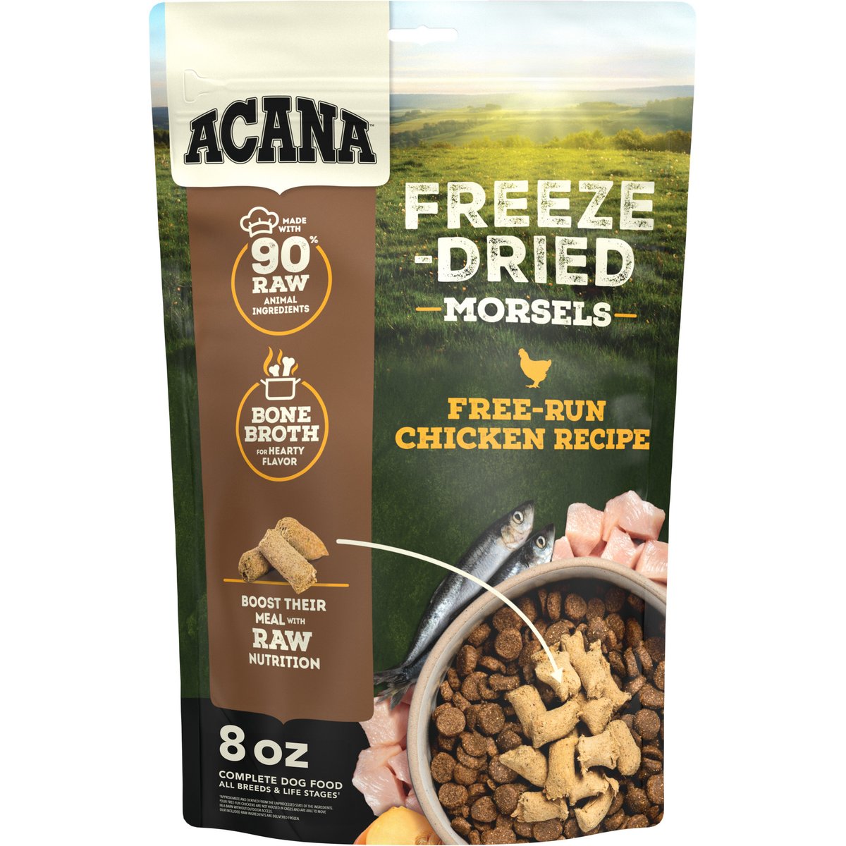 ACANA Free-Run Chicken Morsels Grain-Free High-Protein Freeze-Dried Dog Food & Topper, 8-oz bag