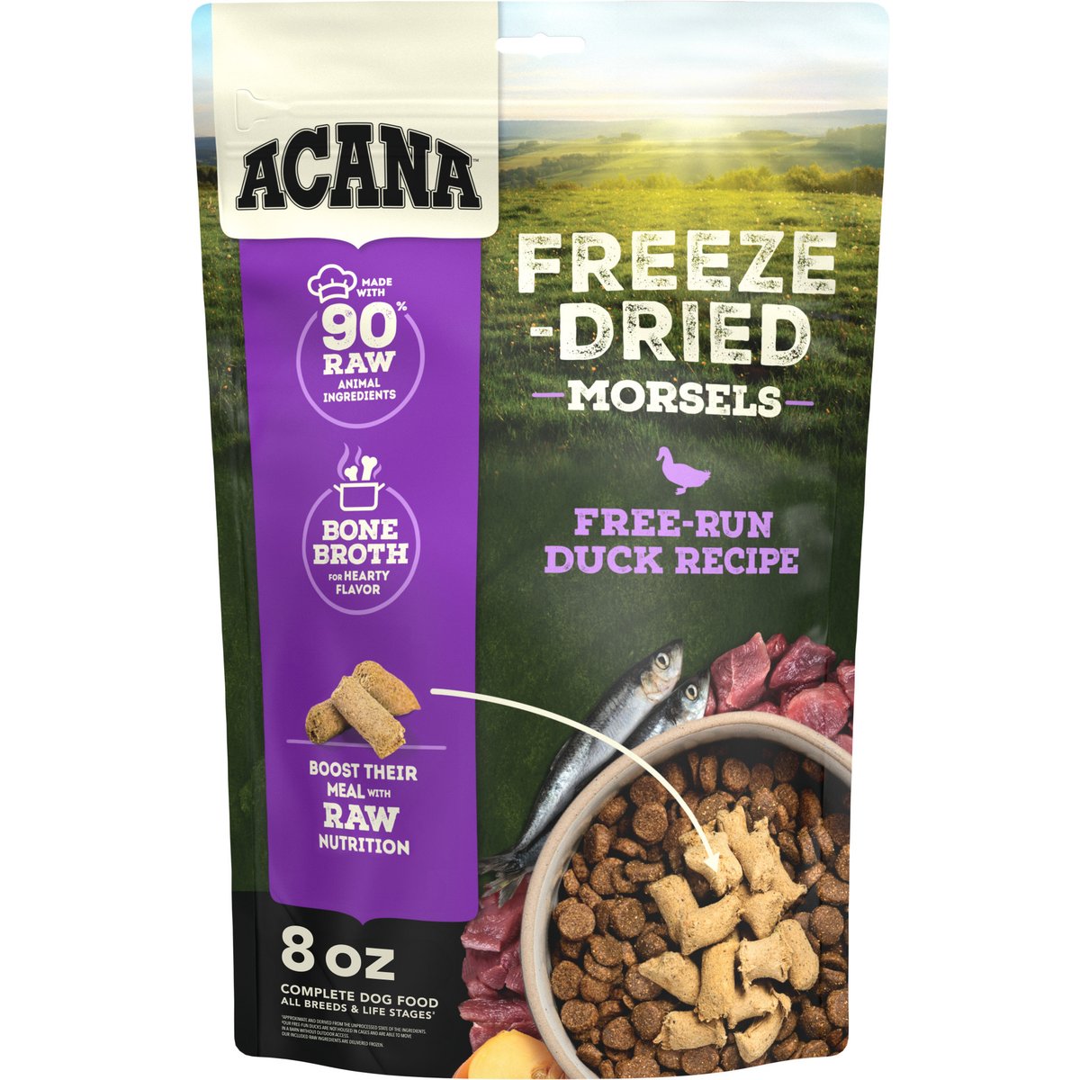 ACANA Free-Run Duck Morsels Grain-Free High-Protein Freeze-Dried Dog Food & Topper, 8-oz bag