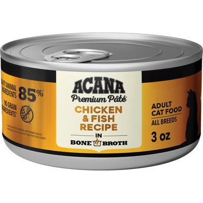 ACANA ACANA Premium Chicken & Fish in Bone Broth Pate Wet Cat Food, 3-oz can, case of 24