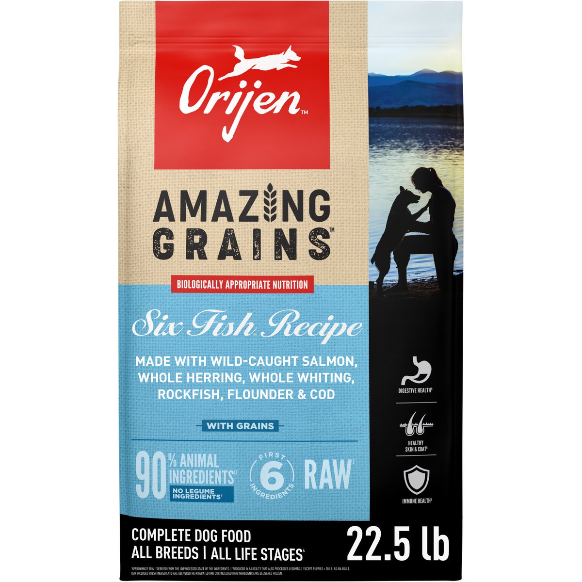 ORIJEN Amazing Grains Six Fish High-Protein Dry Dog Food, 45-lb bundle