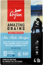 ORIJEN Amazing Grains Six Fish High-Protein Dry Dog Food, 4-lb bag