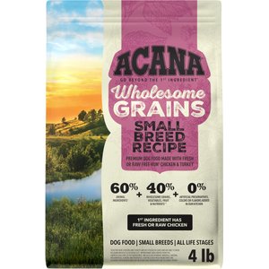 ACANA Wholesome Grains Small Breed Real Chicken Eggs & Turkey Dry Dog Food, 4-lb bag