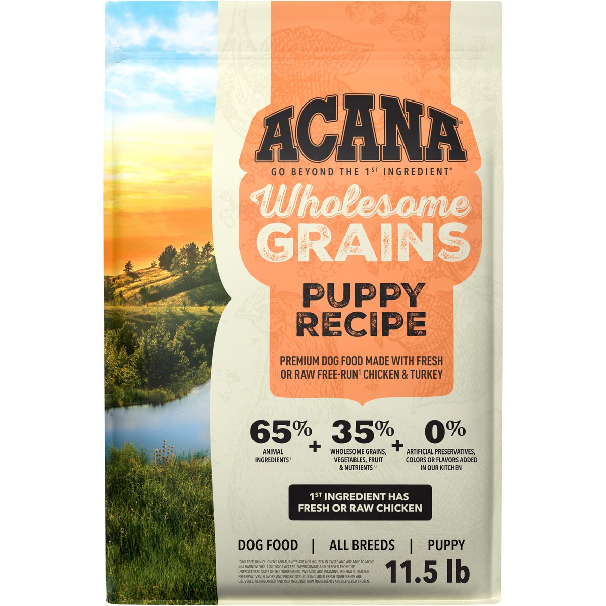 ACANA Wholesome Grains Puppy Real Chicken Eggs &Turkey Dry Dog Food, 11.5-lb bag