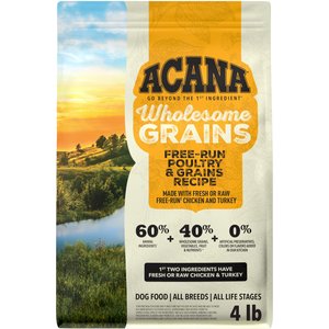 ACANA Free-Run Poultry Wholesome Grains Dry Dog Food, 4-lb bag