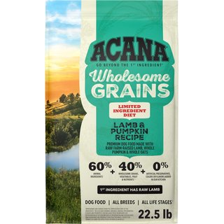 ACANA Limited Ingredient Lamb & Pumpkin Wholesome Grains Dry Dog Food, 22.5-lb bag slide 1 of 9
