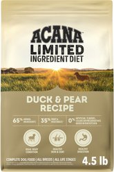 ACANA Singles Limited Ingredient Duck & Pear Grain-Free High-Protein Dry Dog Food, 4.5-lb bag