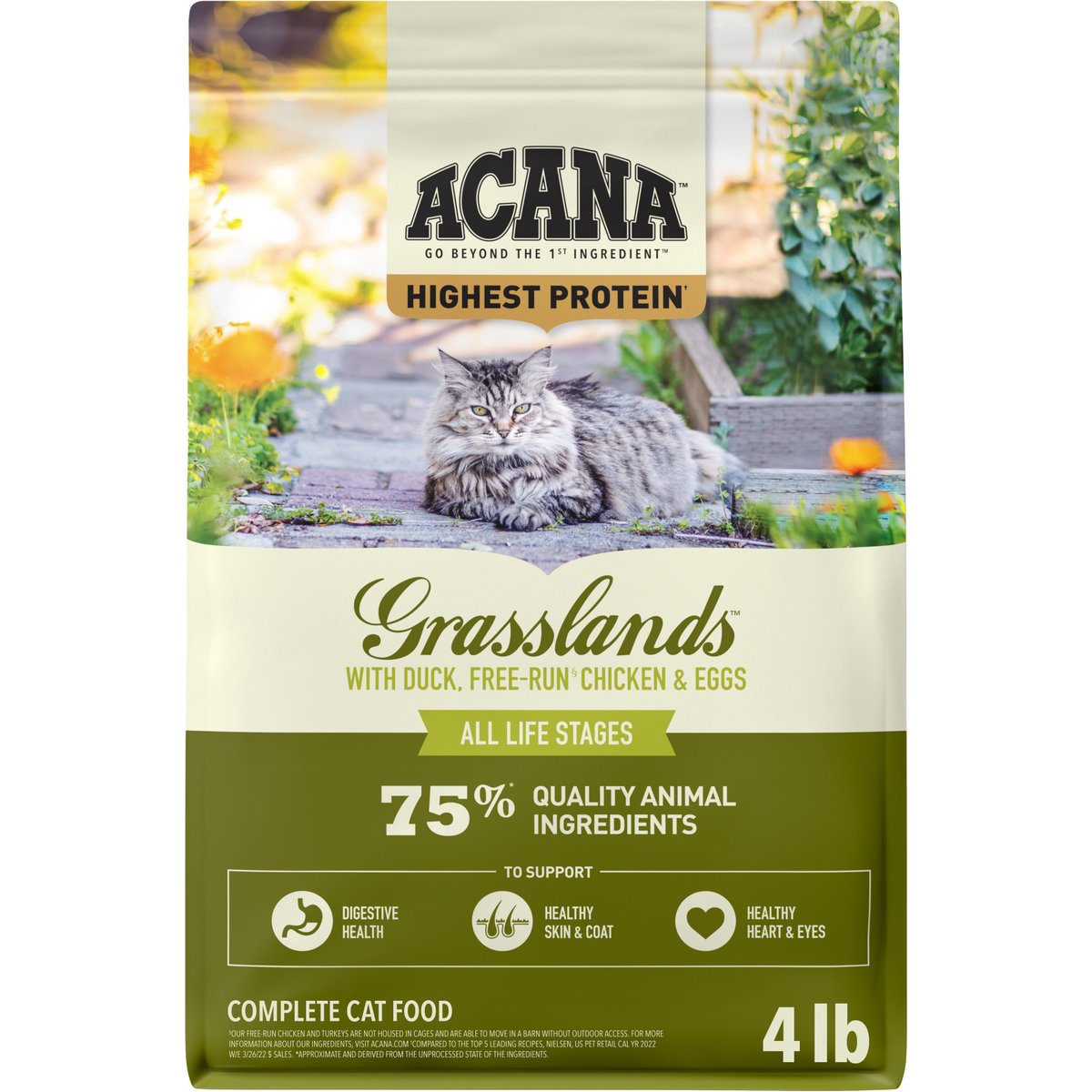 ACANA Grasslands Chicken Duck Turkey Fish & Quail Grain-Free Dry Cat Food, 4-lb bag