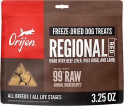 ORIJEN Regional Red Grain-Free High-Protein Freeze-Dried Dog Treats, 3.25-oz bag