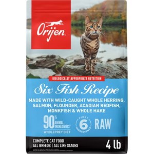 ORIJEN Six Fish Grain-Free High-Protein Premium Dry Cat Food, 4-lb bag