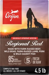 ORIJEN Regional Red Grain-Free Poultry Free High-Protein Dry Dog Food, 4.5-lb bag
