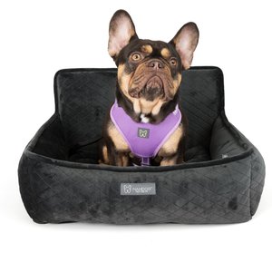 Nandog Quilted Micro-Plush Dog Car Seat Bed, Dark Gray, Medium