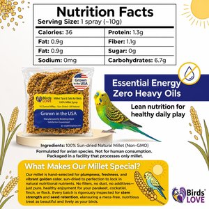 Birds LOVE Economy & Thin Special Tips & Tails Spray Millet Bird Treats, 2.5 to 5-in, 1-lb bag
