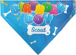 Buckle-Down Personalized Birthday Boy Balloons Bone Dog Bandana, Blue