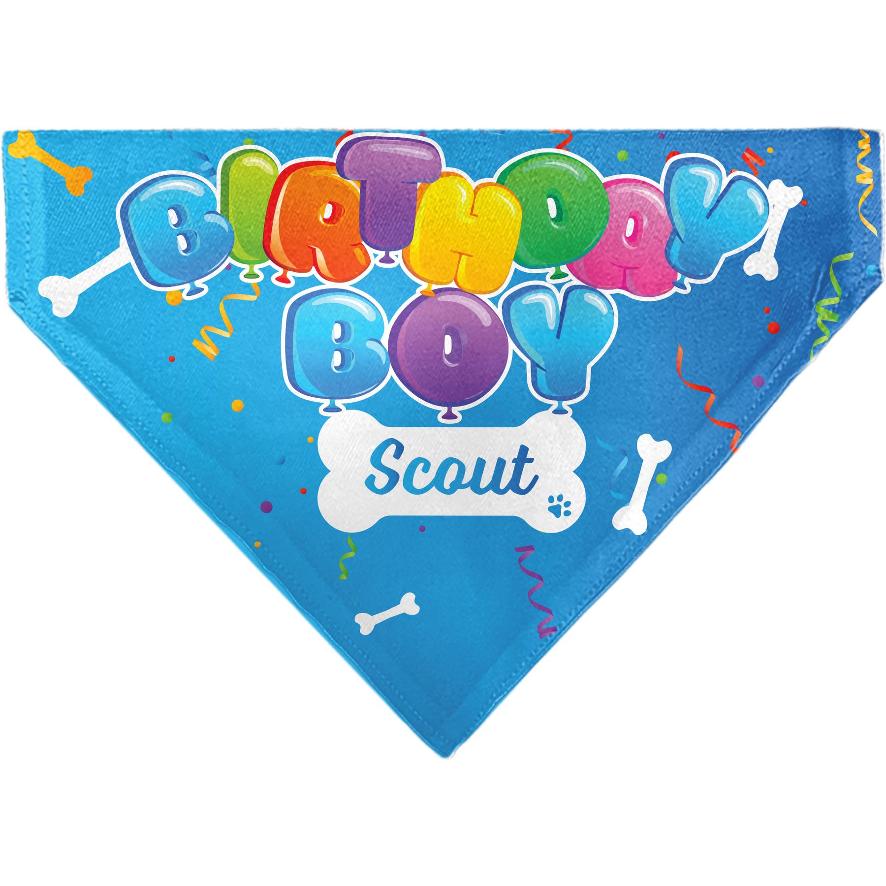 Buckle-Down Personalized Birthday Boy Balloons Bone Dog Bandana, Blue