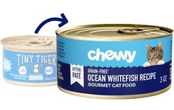 Chewy Made Kitten Pate Ocean Whitefish Recipe Grain-Free Canned Cat Food (FORMERLY TINY TIGER), 3-oz can, case of 24