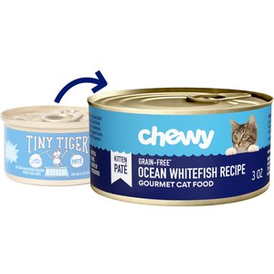 Chewy Made Kitten Pate Ocean Whitefish Recipe Grain-Free Canned Cat Food (FORMERLY TINY TIGER), 3-oz can, case of 24