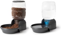 Petmate Replendish Filtered Dishwasher Safe Plastic Dog Waterer & Feeder, Pearl Smoke Gray, 2.5-gal, 10-lb