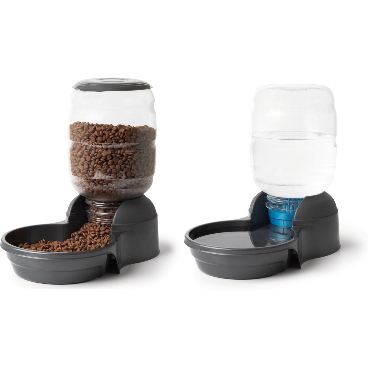 Petmate Replendish Filtered Dishwasher Safe Plastic Dog Waterer & Feeder, Pearl Smoke Gray, 2.5-gal, 10-lb