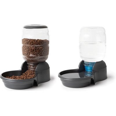 Petmate Petmate Replendish Filtered Dishwasher Safe Plastic Dog Waterer & Feeder, Pearl Smoke Gray, 2.5-gal, 10-lb